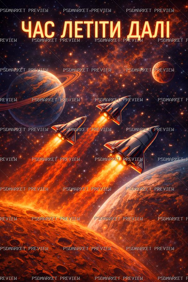 Ukrainian Time to Fly Further Space Print – PNG — PSD template preview