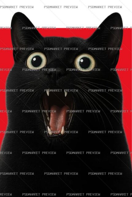 Screaming Black Cat Print — print design preview