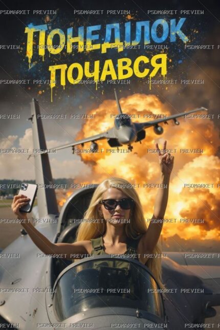 Ukrainian “ПОНЕДІЛОК ПОЧАВСЯ” Meme Print – JPG — PSD template preview