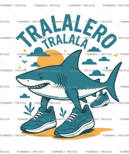 Tralalero Tralala Vector Print — PSD template preview