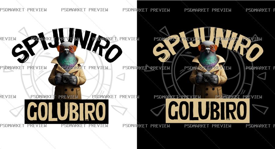 Spijuniro Golubiro Vector Print — PSD template preview