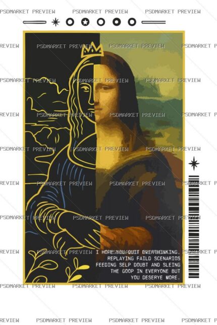 Modern Mona Lisa Vector Print — PSD template preview