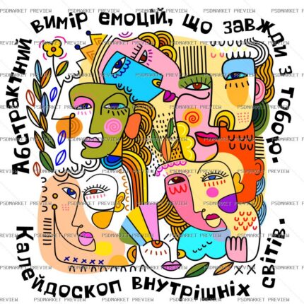 Ukrainian Emotional Chaos Vector Print — PSD template preview