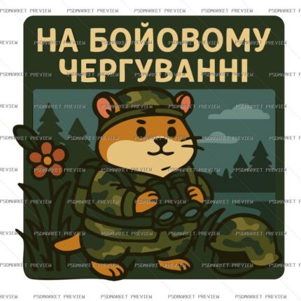 On Combat Duty Military Cat Vector Print — print design preview
