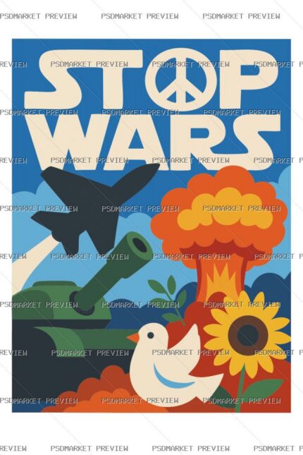 Stop Wars Vector Print — PSD template preview