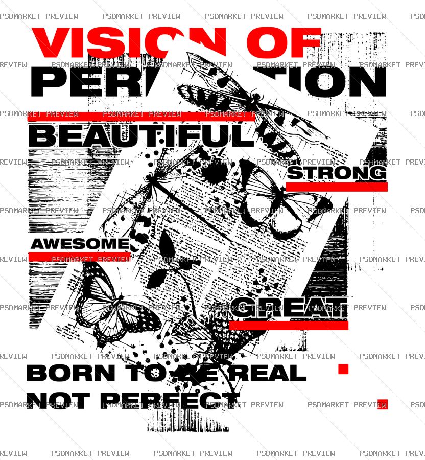 Graphic Chaos Vector Print — PSD template preview