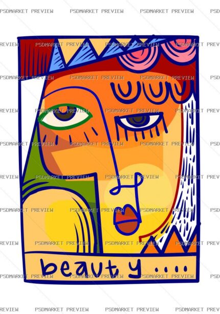 Abstract Beauty Face Vector Print — print design preview