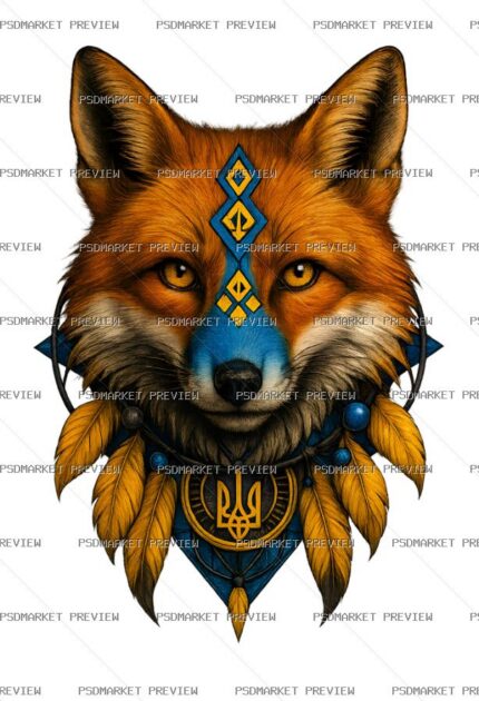 Ukrainian Fox Warrior Print protected preview