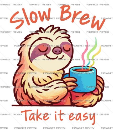 Slow Brew Vector Print — print design preview