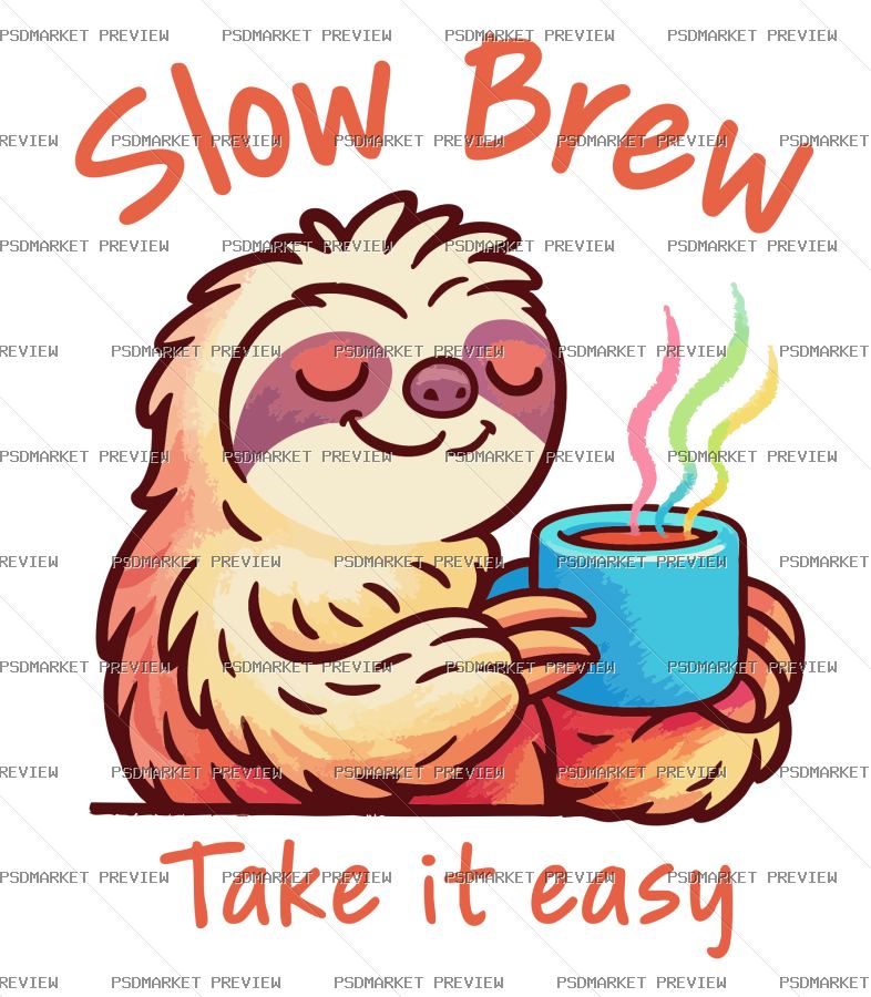 Slow Brew Vector Print — print design preview