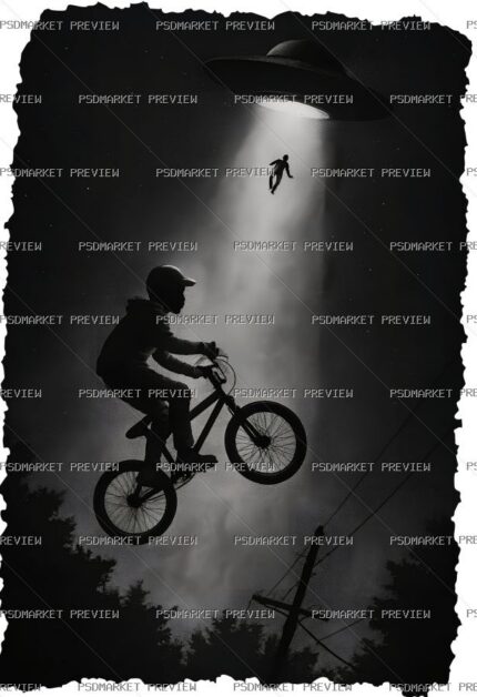 Alien Encounter Vector Print — PSD template preview