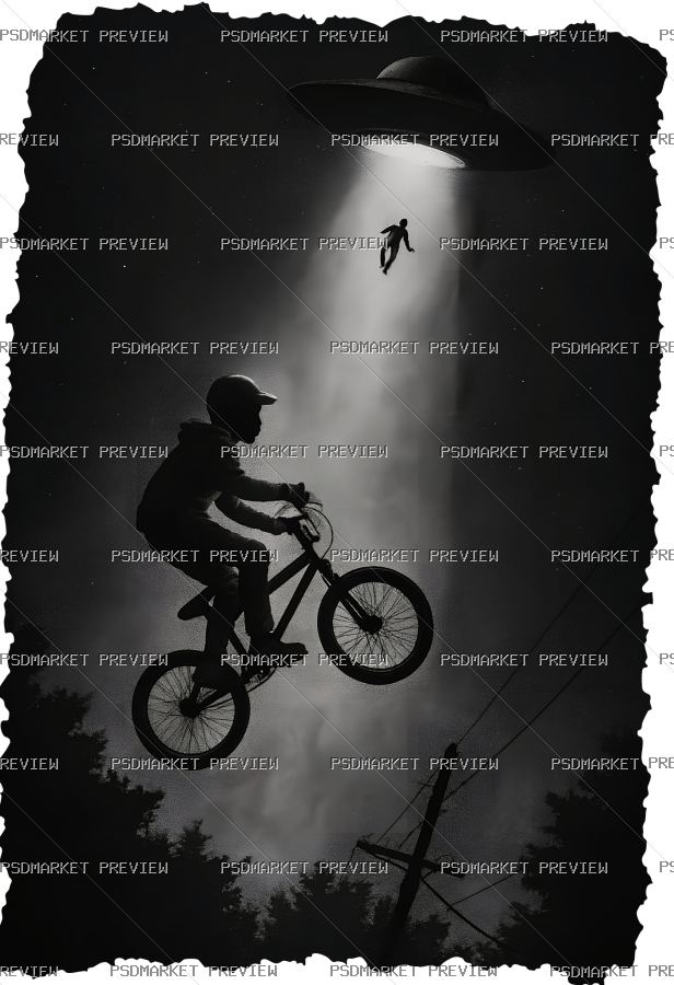 Alien Encounter Vector Print — PSD template preview