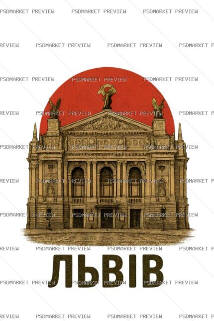 Lviv Opera House Print — PSD template preview