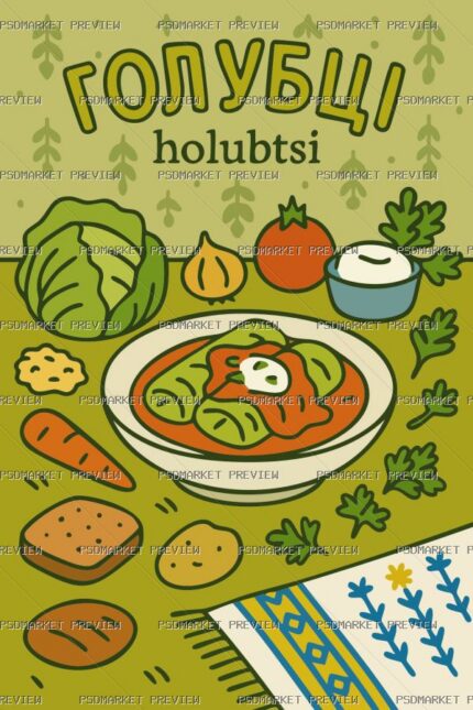 Ukrainian “ГОЛУБЦІ” Food Print Design – AI File — PSD template preview