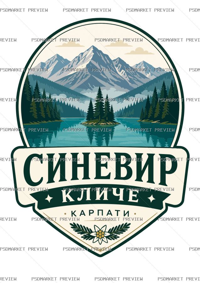 Synevyr Carpathians Vector Print — PSD template preview