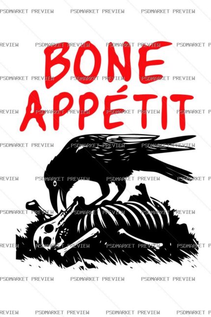 Bone Appetit Skeleton Vector Print — print design preview