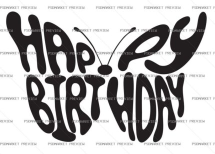 Happy Birthday Balloon Lettering Vector Print — PSD template preview