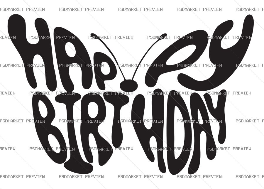 Happy Birthday Balloon Lettering Vector Print — PSD template preview
