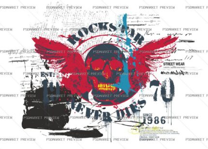 Rock Skull Aesthetic Vector Print protected preview
