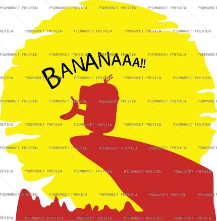 Banana Shadow Vector Print — PSD template preview