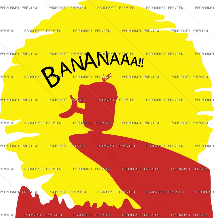 Banana Shadow Vector Print — PSD template preview