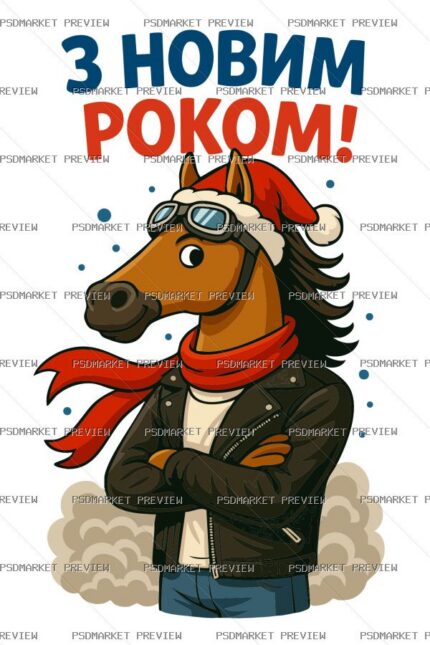 Happy New Year Horse Vector Print protected preview