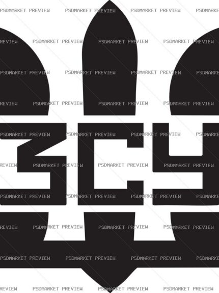 Geometric Ukrainian Trident Vector Print — PSD template preview