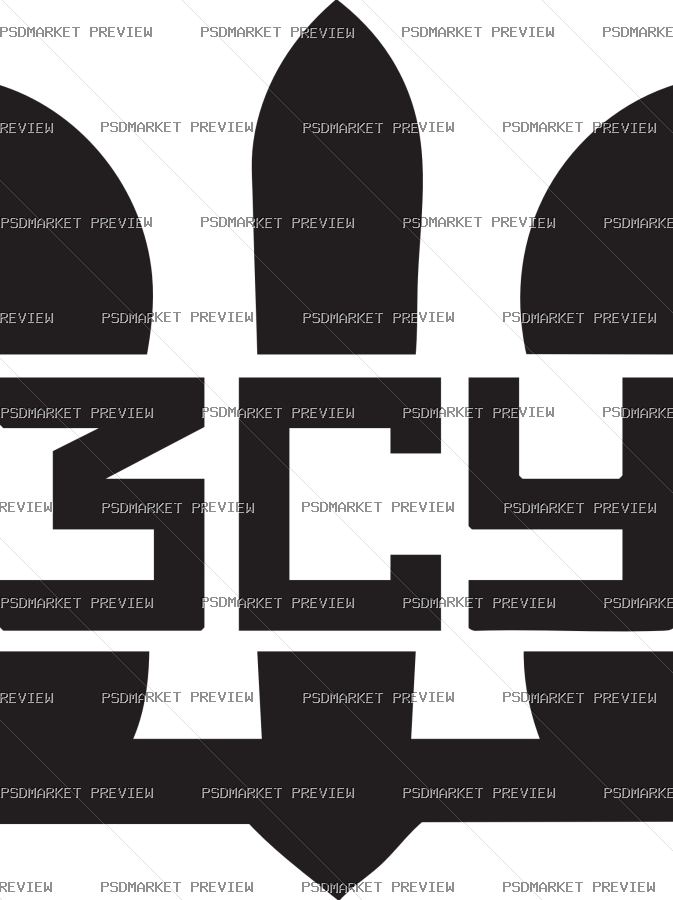 Geometric Ukrainian Trident Vector Print — PSD template preview