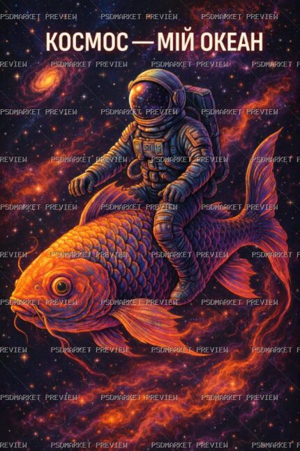 Space Is My Ocean Print — PSD template preview