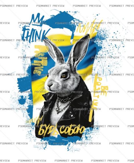 Ukrainian “БУДЬ СОБОЮ” Rabbit Print Design – AI File — PSD template preview