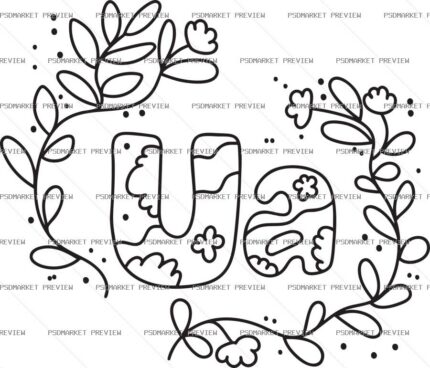 Minimal Floral Line Art Vector Print — PSD template preview