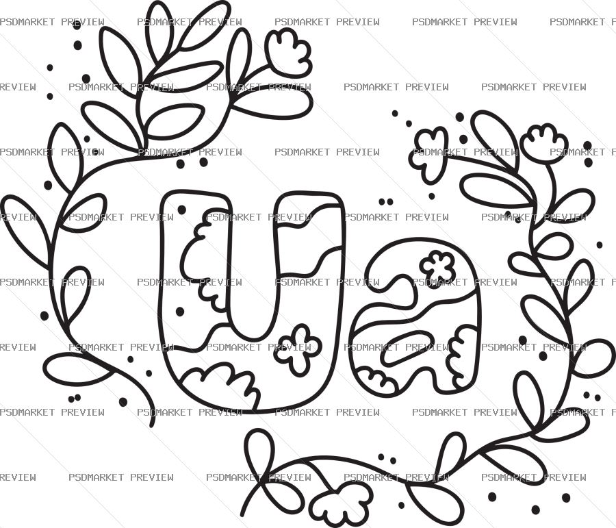 Minimal Floral Line Art Vector Print — PSD template preview