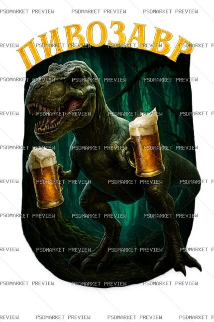 Wild Beer Dinosaur Print — print design preview