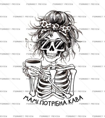 Mom Needs Coffee Vector Print — PSD template preview