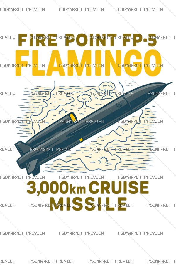 Flamingo Cruise Missile Print — PSD template preview