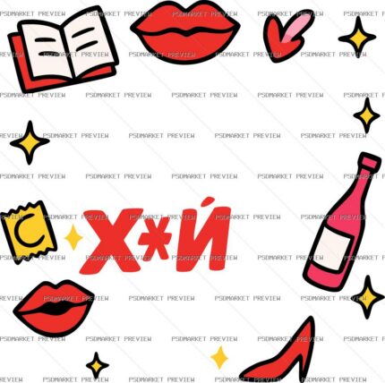 Cheeky Lifestyle Collage Vector Print — PSD template preview