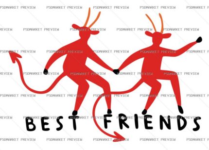 Best Friends Demons Vector Print — print design preview