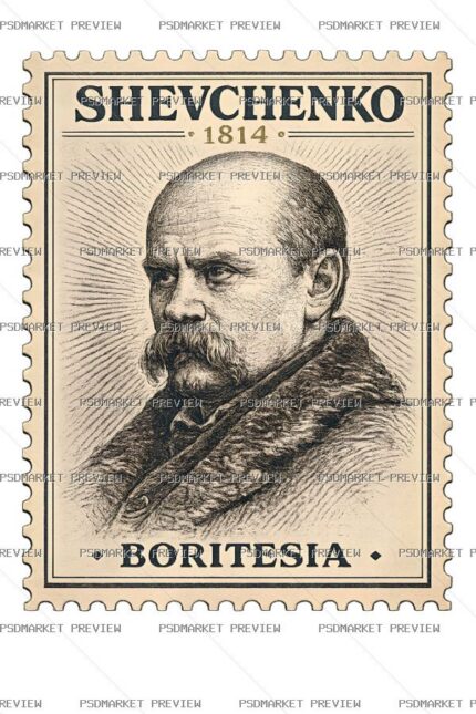 Taras Shevchenko BORITESIA Stamp Print Design – PNG — PSD template preview