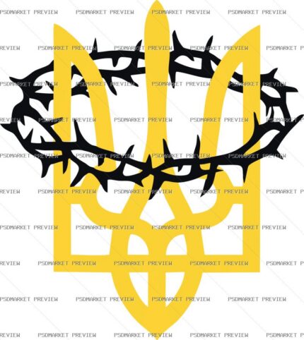 Ukrainian Trident & Thorns Print Design – AI File protected preview