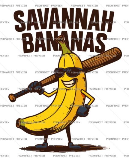 Savannah Bananas Vector Print — PSD template preview