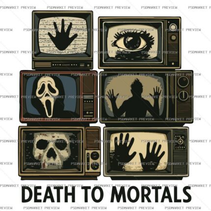Death to Mortals TV Horror Vector Print — PSD template preview