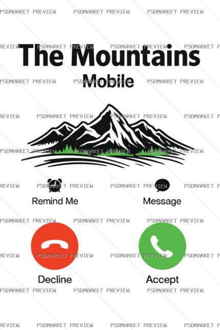 The Mountains Mobile Vector Print — PSD template preview