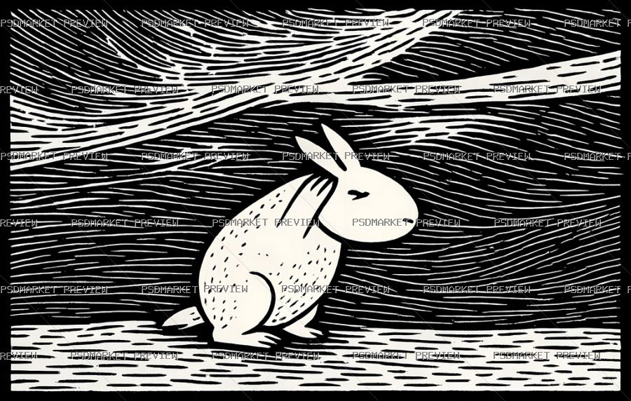 Art Rabbit Print Design – PNG — PSD template preview