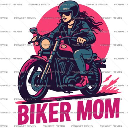 Biker Mom Motorcycle Vector Print — PSD template preview
