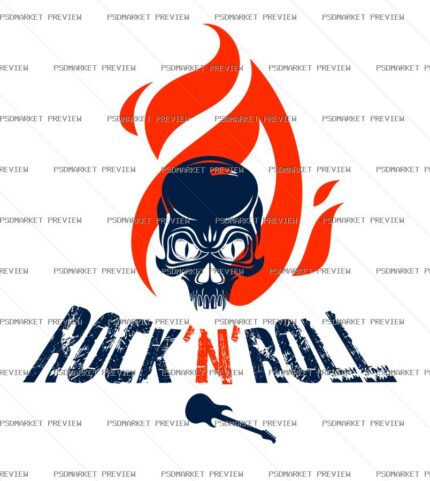 Rock N Roll Gas Mask Vector Print — PSD template preview