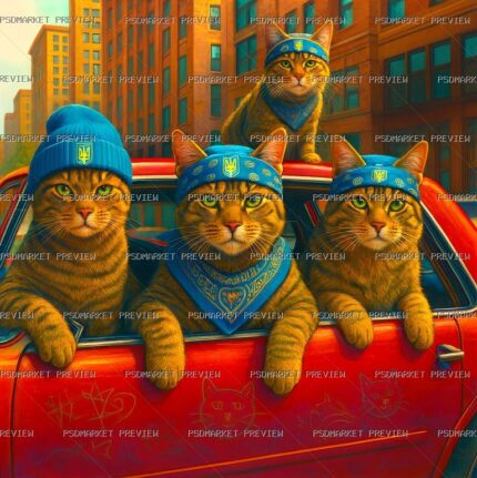 Gangster Cats Team Print protected preview