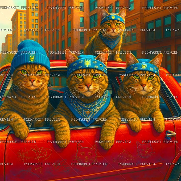 Gangster Cats Team Print — PSD template preview