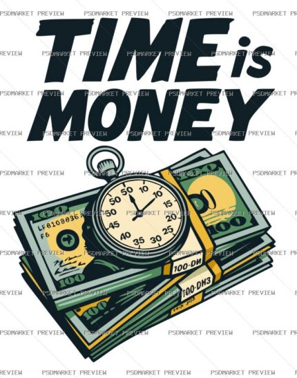 Time Is Money Vector Print — PSD template preview