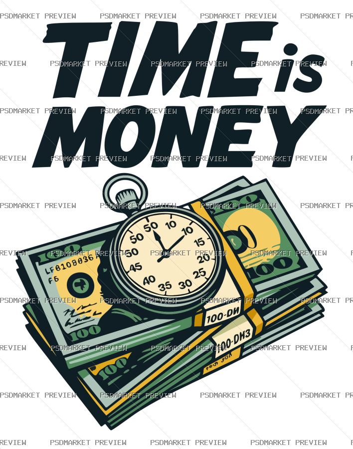 Time Is Money Vector Print — PSD template preview