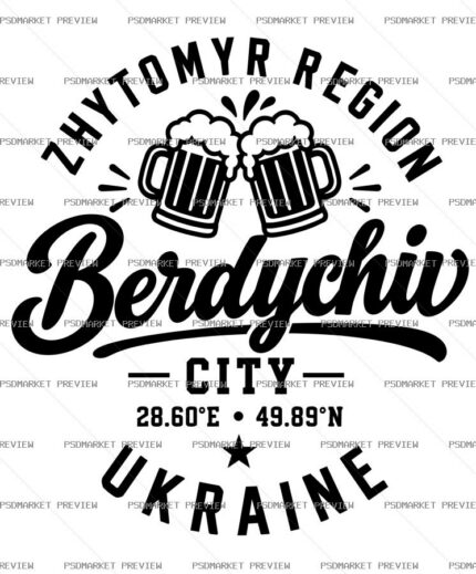 Berdychiv City Vector Print Design 61822 — PSD template preview
